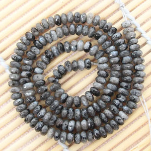 Black Labradorite Faceted Rondelle Beads 15inch