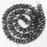 Black Labradorite Faceted Rondelle Beads 15inch