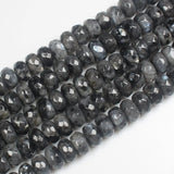 Black Labradorite Faceted Rondelle Beads 15inch
