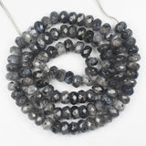 Black Labradorite Faceted Rondelle Beads 15inch