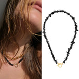 Natural Stone Quartz Crystal Beaded Necklace Faceted Spinel Choker Chain