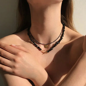Natural Stone Quartz Crystal Beaded Necklace Faceted Spinel Choker Chain