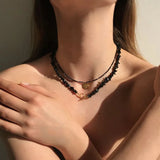 Natural Stone Quartz Crystal Beaded Necklace Faceted Spinel Choker Chain