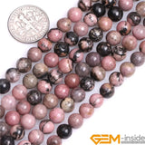 Rhodonite Round Beads 15 inch Strand 6 8 10 mm
