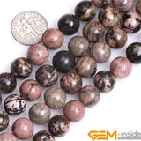 Rhodonite Round Beads 15 inch Strand 6 8 10 mm