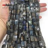 Labradorite Beads Faceted Rectangle Loose 8x12mm