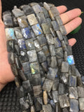 Labradorite Beads Faceted Rectangle Loose 8x12mm