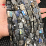 Labradorite Beads Faceted Rectangle Loose 8x12mm