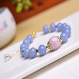 Angelite Purple Round Bead Bracelet Romantic Crystal Jewelry