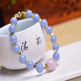 Angelite Purple Round Bead Bracelet Romantic Crystal Jewelry