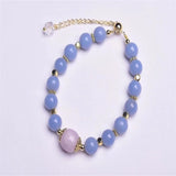 Angelite Purple Round Bead Bracelet Romantic Crystal Jewelry