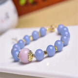 Angelite Purple Round Bead Bracelet Romantic Crystal Jewelry