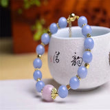 Angelite Purple Round Bead Bracelet Romantic Crystal Jewelry