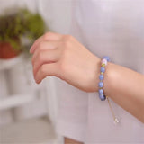 Angelite Purple Round Bead Bracelet Romantic Crystal Jewelry