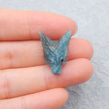 Apatite Crystal Wolf Head Pendant Bead 22x16x8mm 3g