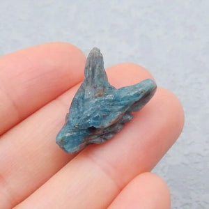 Apatite Crystal Wolf Head Pendant Bead 22x16x8mm 3g