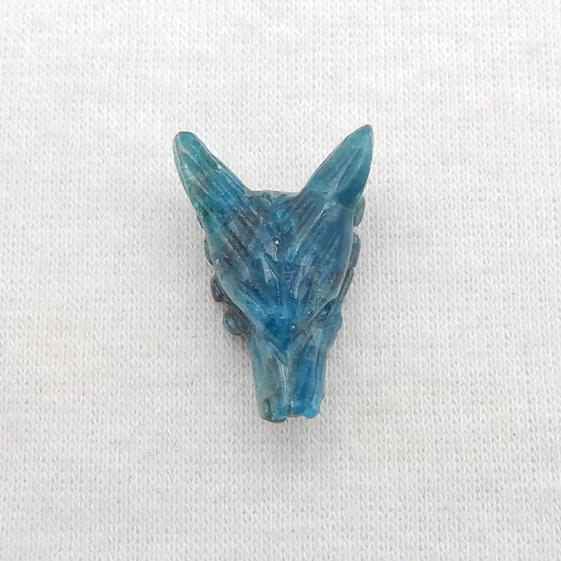 Apatite Crystal Animal Wolf Head Pendant Bead DIY Jewelry 22x14x8mm