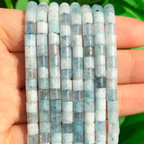 Natural Stone Aquamarines Beads Cylinder Shape for Jewelry DIY