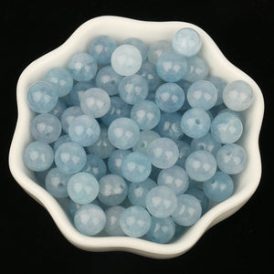 Aquamarines Round Loose DIY Beads for Jewelry Making Christmas Gift
