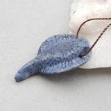Coral Carved Fish Pendant Bead 47x29x8mm 10g Semiprecious Stone