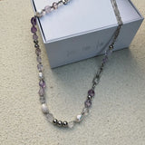 Stone Crystal Necklace Freshwater Pearl Clavicle Chain Women