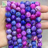12mm Natural Stone Purple Dragon Veins Agates Round Beads 15'' Strand