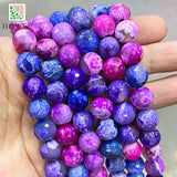 12mm Natural Stone Purple Dragon Veins Agates Round Beads 15'' Strand