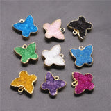 Agate Druzy Pendant Butterfly Charm Necklace Making 6PCS