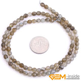 Labradorite Faceted Round Bead Strand 15in 4mm 6mm