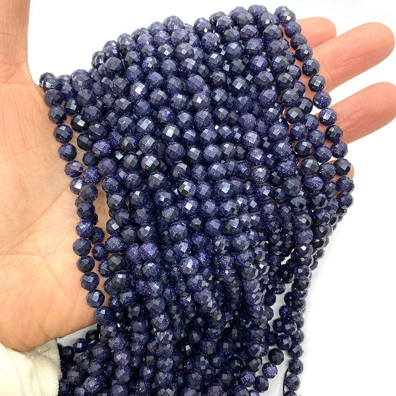 Sandstone Faceted Round Beads 6mm Necklace Bracelet DIY