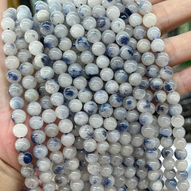 Dumortierite in Quartz Dumoyite Round Beads 6-8mm