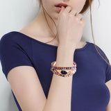 Bohe Amethyst Drop-Shaped Braided Beads Bracelet