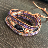 Bohe Amethyst Drop-Shaped Braided Beads Bracelet