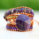 Bohe Amethyst Geometric Leather Wrap Bracelet for Women