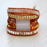Bohe Amethyst Geometric Leather Wrap Bracelet for Women