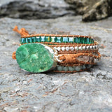 5X Wraps Rough Amazonite Leather Bracelet for Women