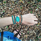5X Wraps Rough Amazonite Leather Bracelet for Women