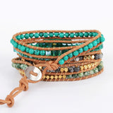 5X Wraps Rough Amazonite Leather Bracelet for Women