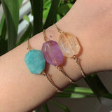 Natural Stone Bracelet with Geometric Charms