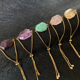 Natural Stone Bracelet with Geometric Charms