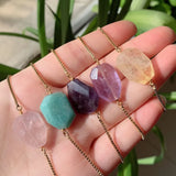 Natural Stone Bracelet with Geometric Charms