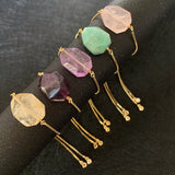 Natural Stone Bracelet with Geometric Charms