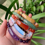 Natural Stone Bracelet Agates Fluorite Amethysts Pink