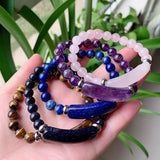 Natural Stone Bracelet Agates Fluorite Amethysts Pink