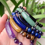 Natural Stone Bracelet Agates Fluorite Amethysts Pink