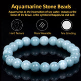 Aquamarine Beads Stone Bracelet for Health Protection
