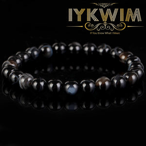 Striped Agate Bead Bracelet Men Women 8mm Magnetic Health Protection Jewelry