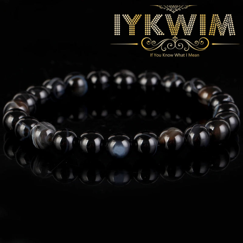 Striped Agate Bead Bracelet Men Women 8mm Magnetic Health Protection Jewelry