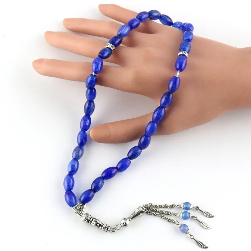 Natural Stone Agate Beads Islamic Tasbih Bracelet with Tassel Pendant