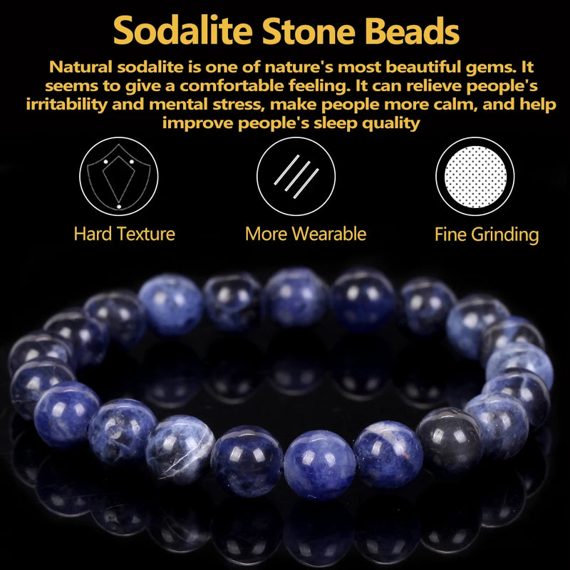 Sodalite Beads Bracelet Men Women Magnetic Health Protection 6-8mm